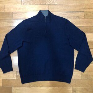 Boden 100% Cashmere 1/4 Zip Mock Neck Long Sleeve Navy Sweater Size XXL